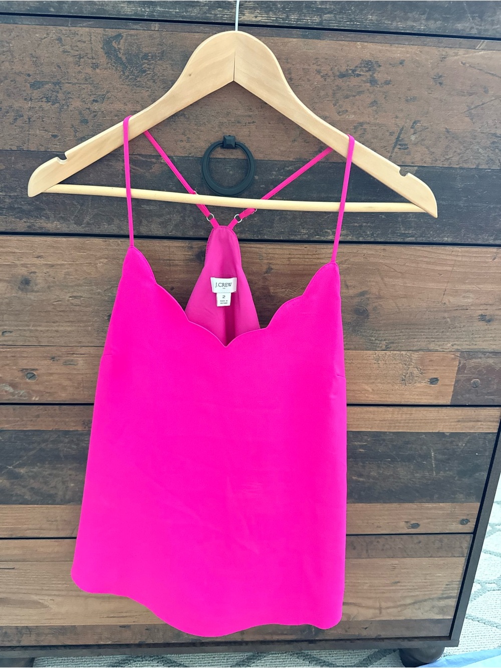 J. Crew Hot Pink Scalloped Cami